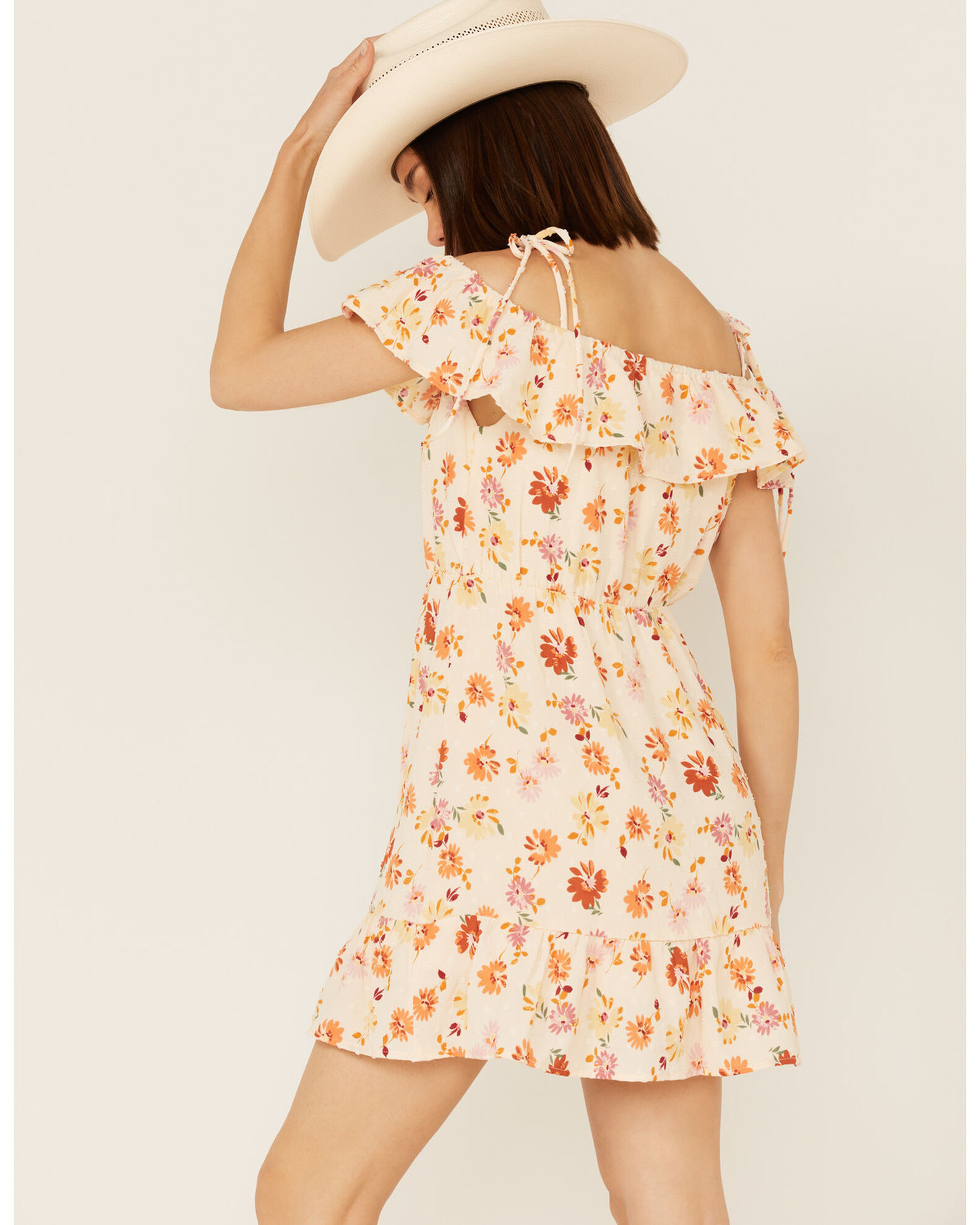Image #4 - Sadie & Sage Women's Floral Print Moments of Joy Peplum Mini Dress, Yellow, hi-res