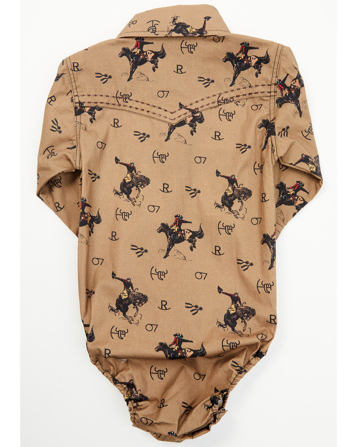 Image #3 - Cowboy Hardware Infant Boys' Vintage Bronco Print Long Sleeve Snap Onesie, Brown, hi-res
