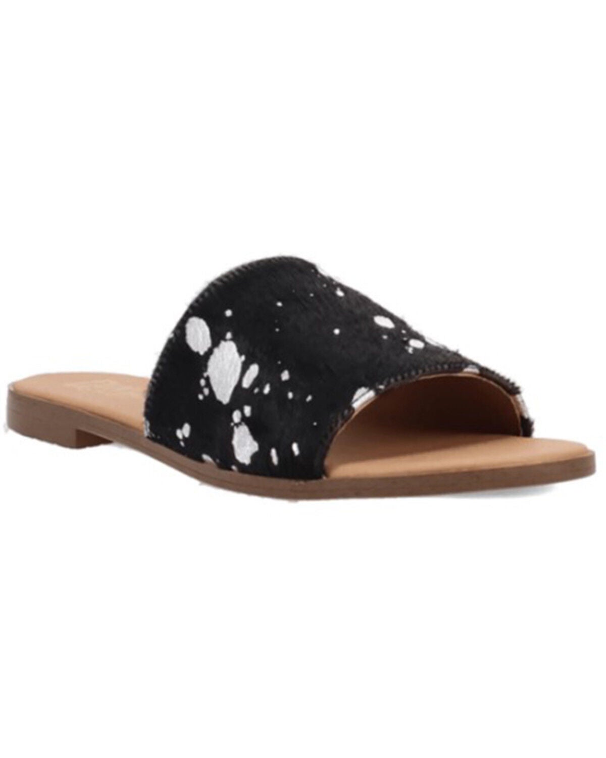Dingo Women's Metallic Hairon Moo Moo Sandals, Black, hi-res