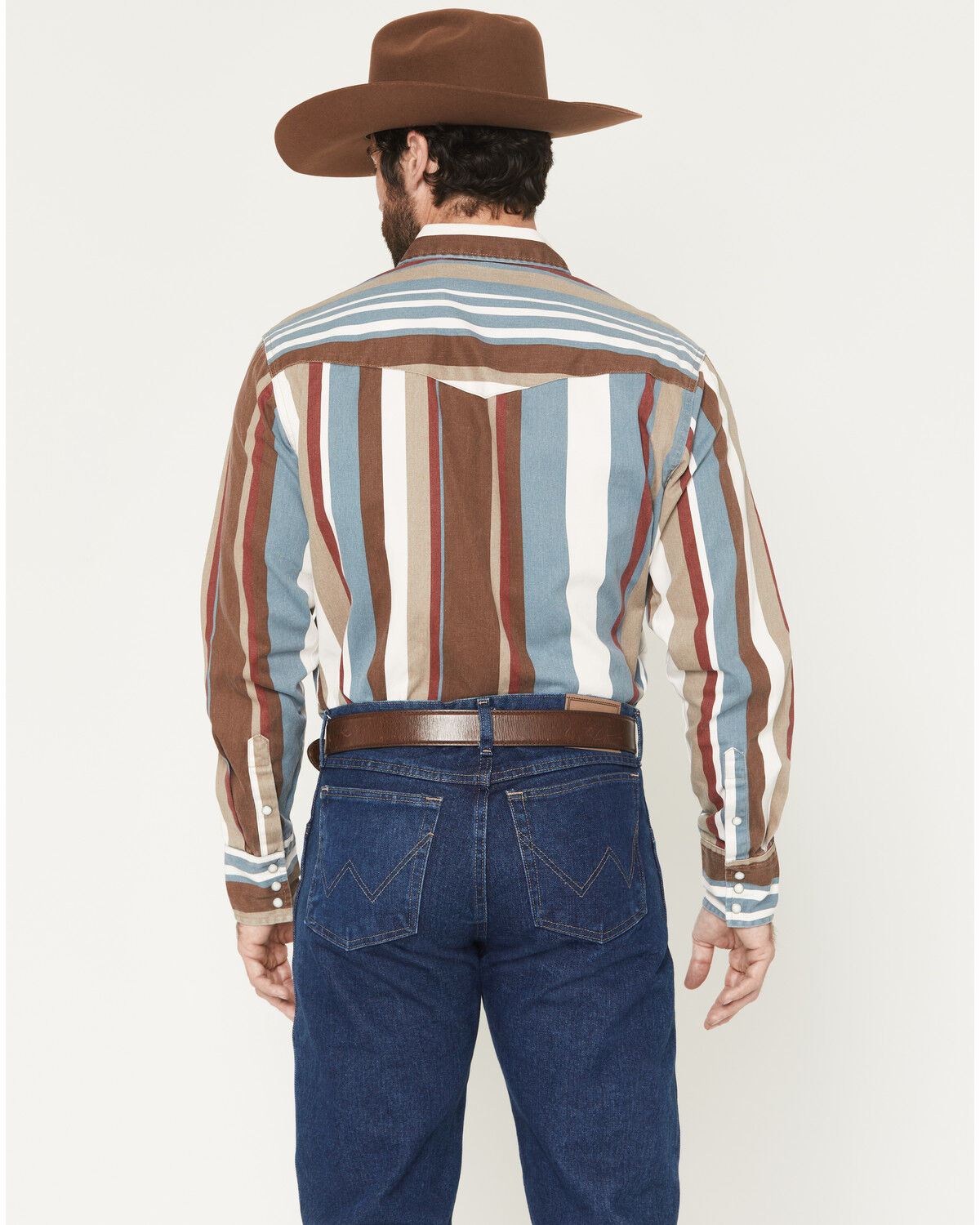 Product Name:  Wrangler Men's Brushpopper Denim Striped Long Sleeve Snap Western Shirt