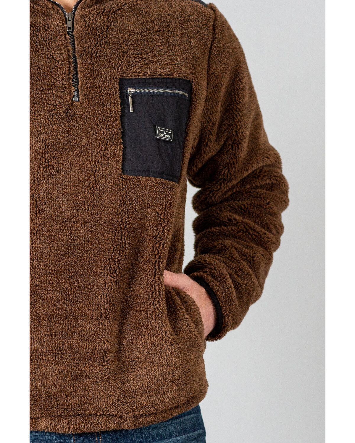 Image #2 - Kimes Ranch Men's Brown Whiskey Fleece 1/4 Zip Pullover, Brown, hi-res