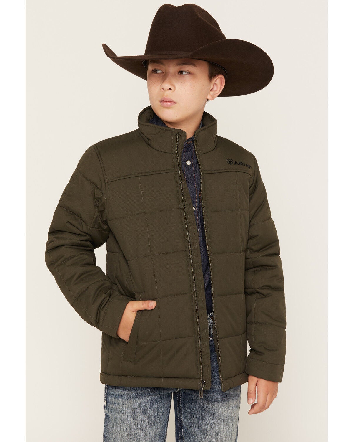 Ariat Boys' Crius Insulated Jacket, Green, hi-res