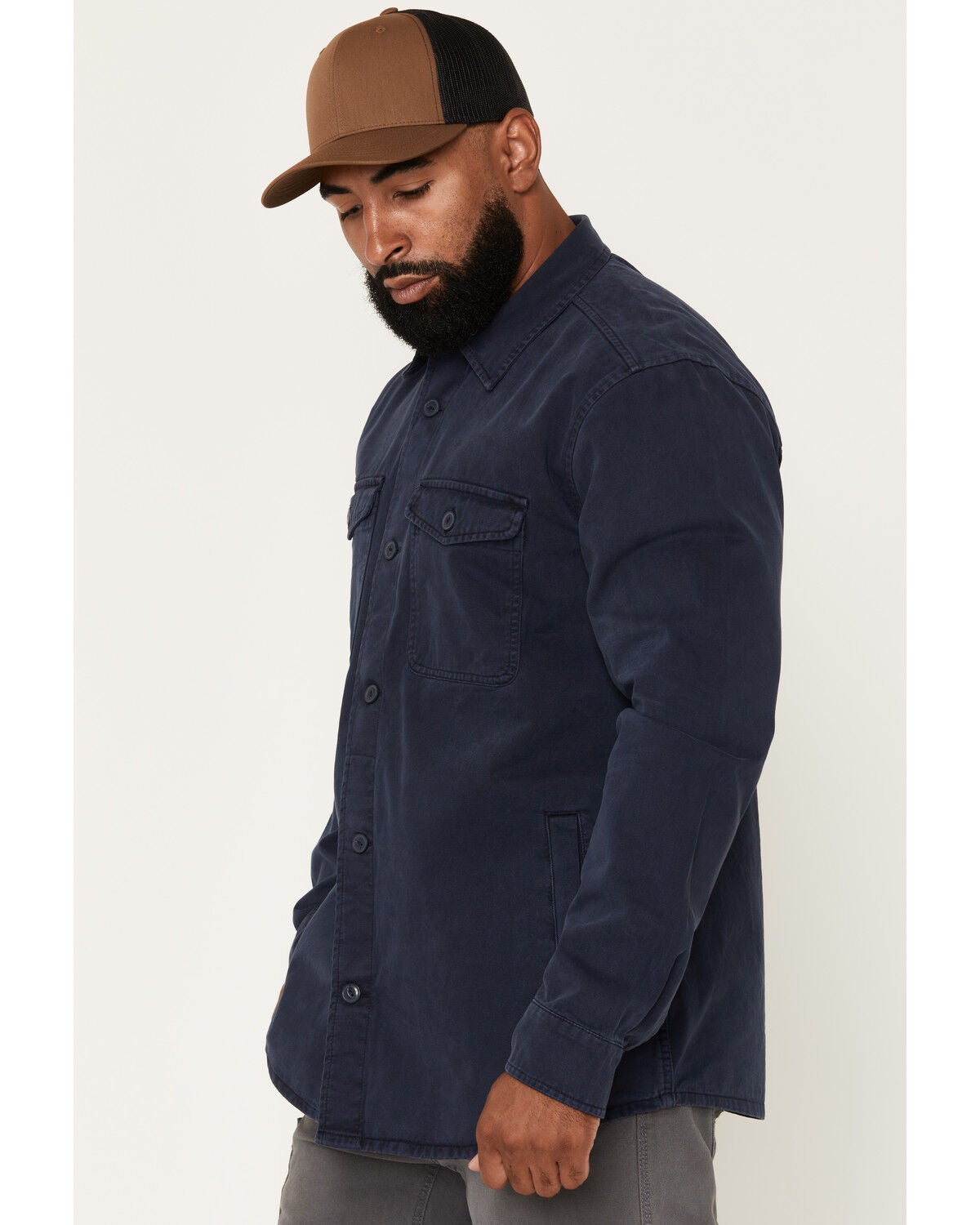 Image #2 - Hawx Men's Anvil Long Sleeve Button-Down Work Shirt Jacket, Navy, hi-res