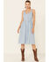 Image #1 - Stetson Women's Embroidered Button Front Midi Dress, Blue, hi-res
