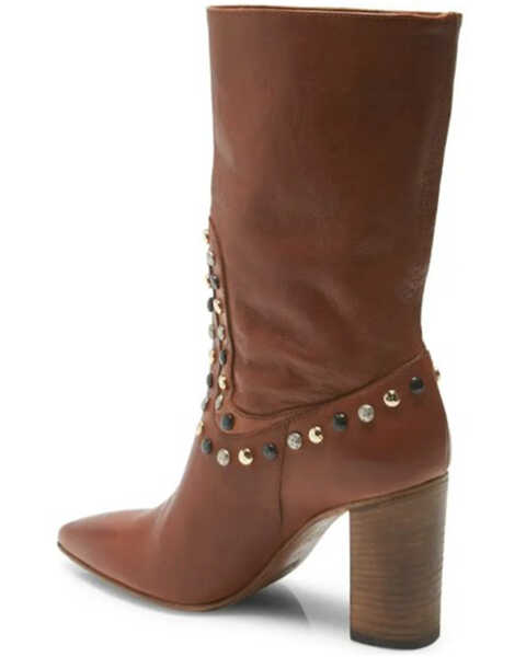 Free People Women's Dakota Heel Studded Leather Western Boots - Pointed Toe , Brown, hi-res