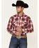 Image #1 - Rock & Roll Denim Men's Red Large Yarndye Plaid Long Sleeve Snap Western Shirt, Red, hi-res