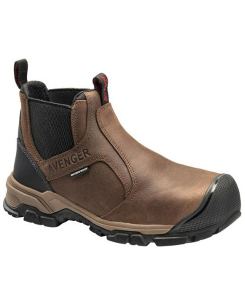 Avenger Men's Ripsaw Romeo Waterproof Pull-On Chelsea Work Boots - Alloy Toe, Brown, hi-res
