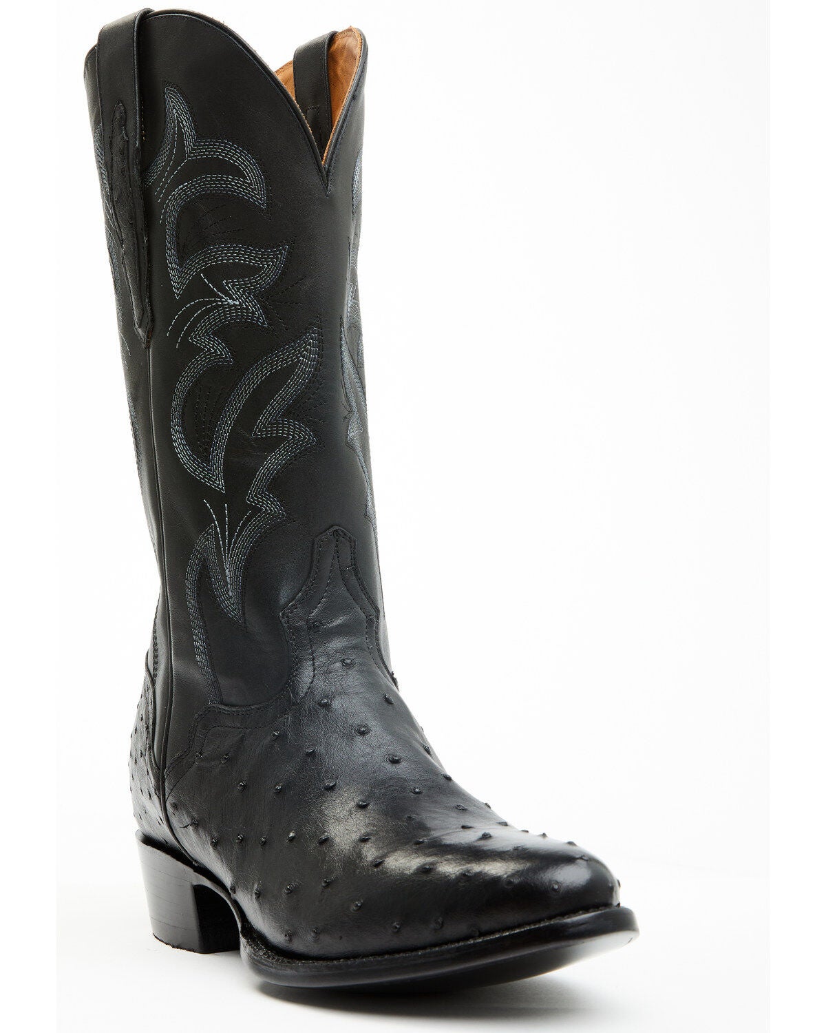 EL Dorado Men's Full Quill Ostrich Exotic Western Boots - Round Toe, Black, hi-res
