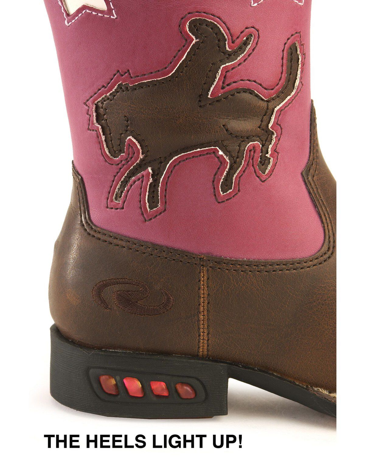Image #2 - Roper Girls' Light Up Pink Bronco Cowgirl Boots, , hi-res