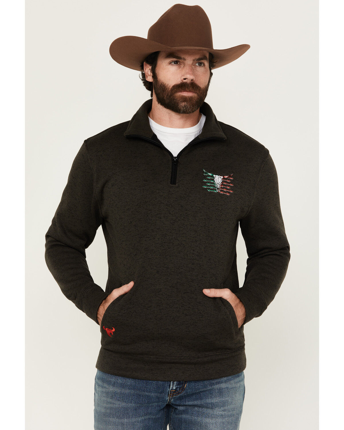Image #1 - Cowboy Hardware Men's Viva Mexicana Skull Pullover, Black, hi-res