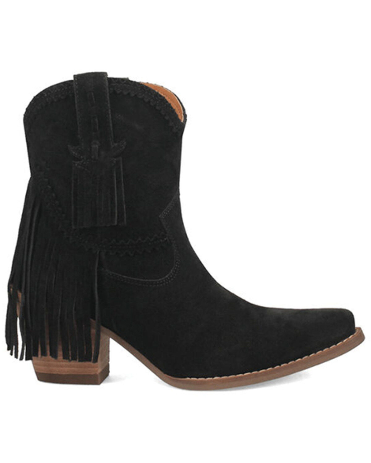 Image #2 - Dingo Women's Fandango Fringe Western Booties - Snip Toe, Black, hi-res