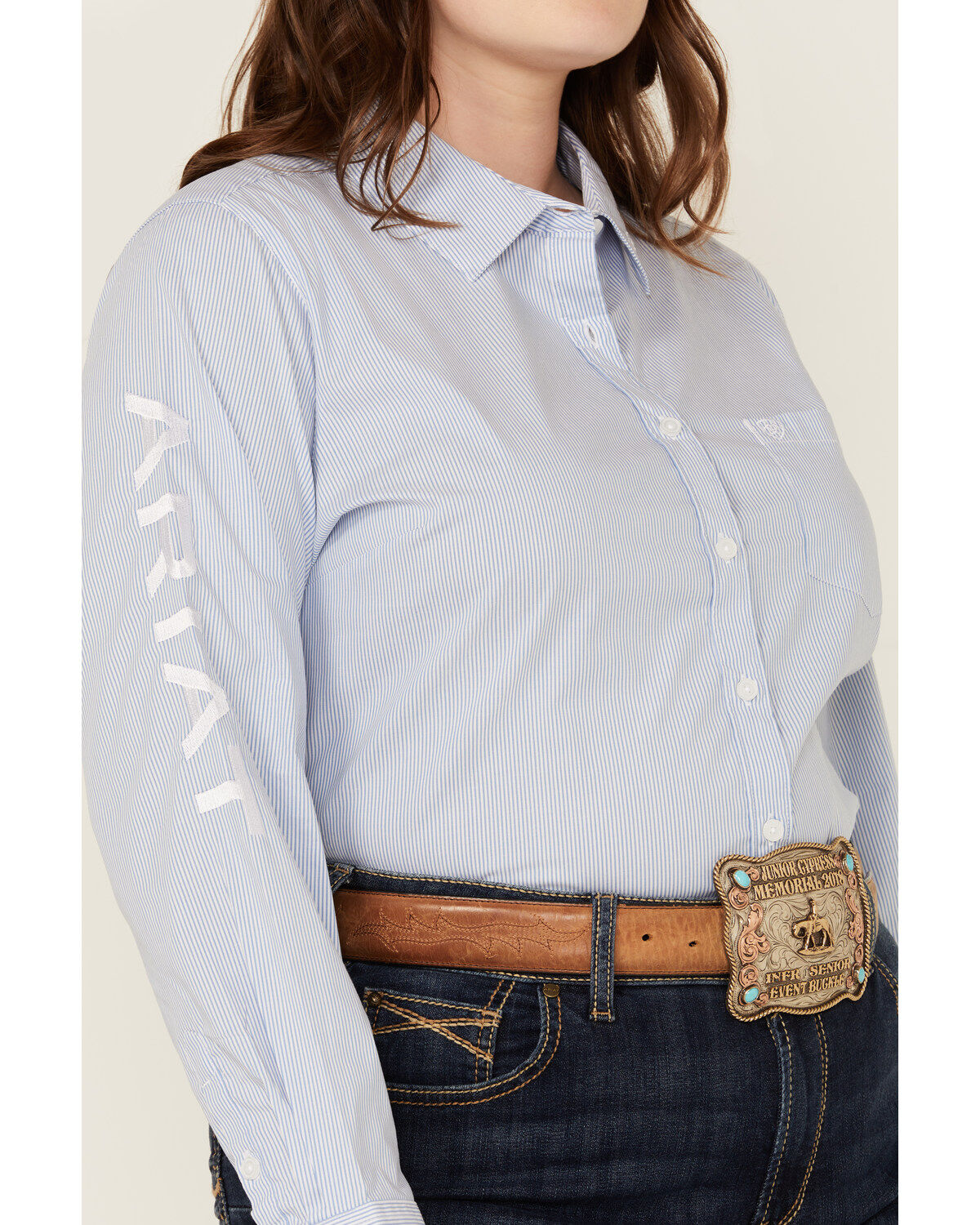 Product Name:  Ariat Women's Striped Team Kirby Long Sleeve Button-Down Stretch Western Shirt - Plus