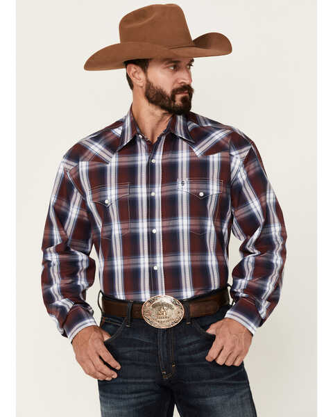 Stetson Men's Good Luck Large Dobby Plaid Long Sleeve Snap Western Shirt , Multi, hi-res