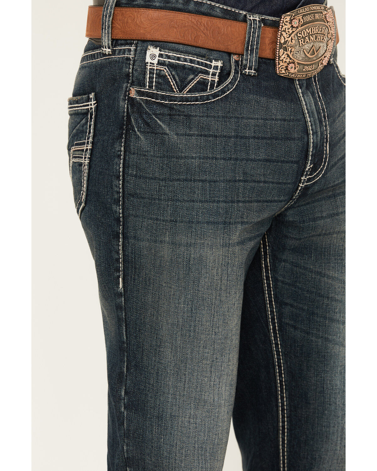 Product Name:  Rock & Roll Denim Men's Double Barrel Medium Vintage Wash Relaxed Bootcut Rigid Jeans
