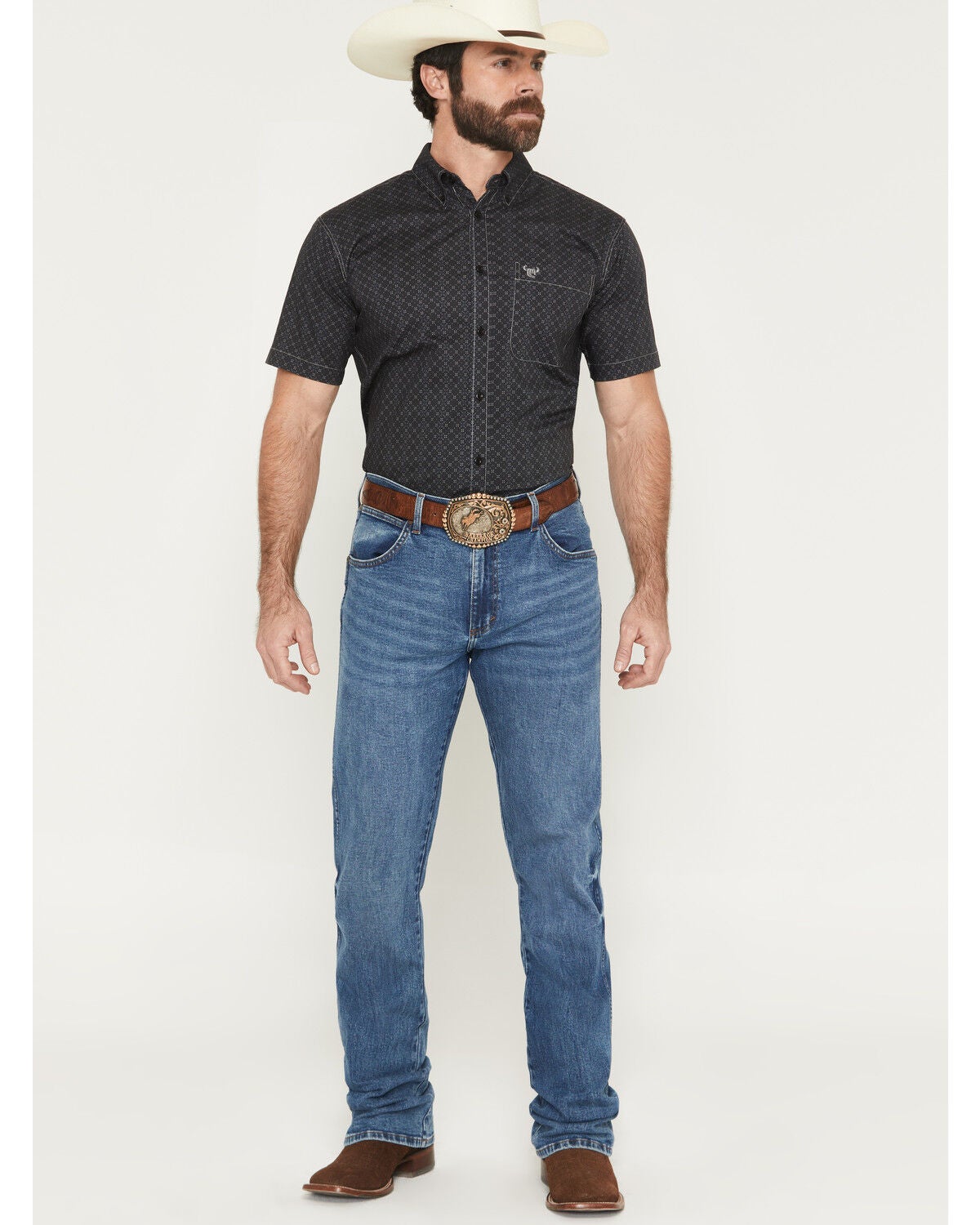 Wrangler Retro Men's 77MWZ Gunter Medium Wash Slim Bootcut Stretch Denim Jeans, Medium Wash, hi-res