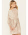 Image #4 - Wild Moss Women's Floral Embroidered Long Sleeve Mini Dress, Tan, hi-res