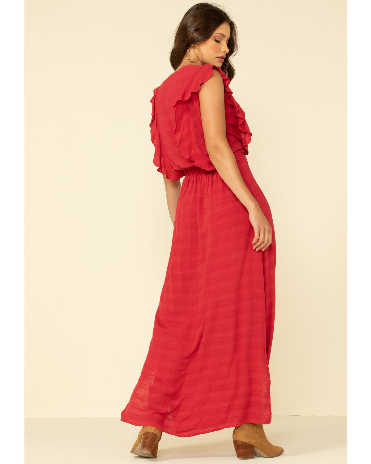 Image #2 - Stetson Women's Red Textured Ruffle Maxi Dress, , hi-res