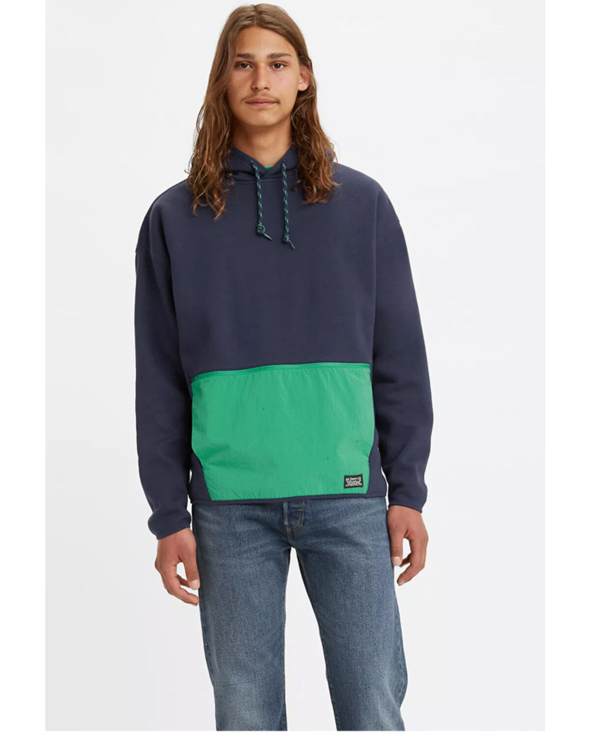 Image #1 - Levi's Men's Peacoat Blue & Thyme Utility Hooded Sweatshirt, Navy, hi-res