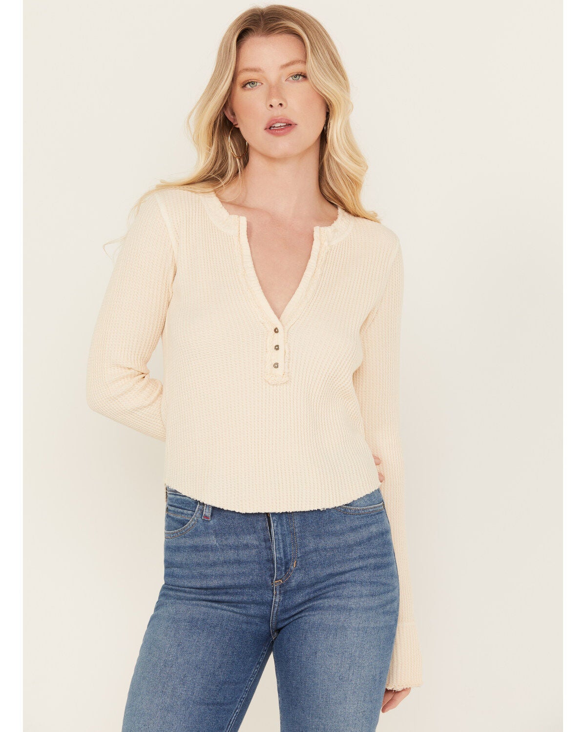 Free People Women's Colt Long Sleeve Top, Oatmeal, hi-res