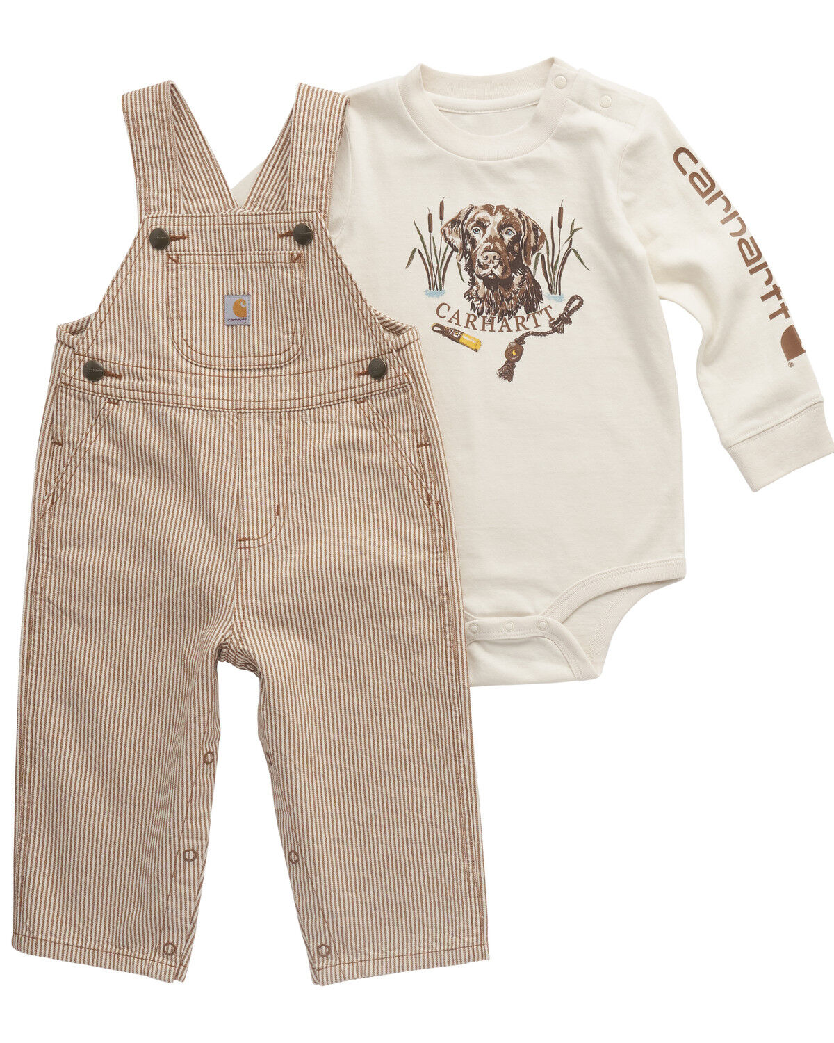 Image #1 - Carhartt Infant Boys' Onesie and Overall Set - 2 Piece, Brown, hi-res