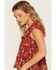 Image #2 - Ash & Violet Women's Boot Barn Exclusive Floral Print Tie Front Tiered Blouse, Copper, hi-res