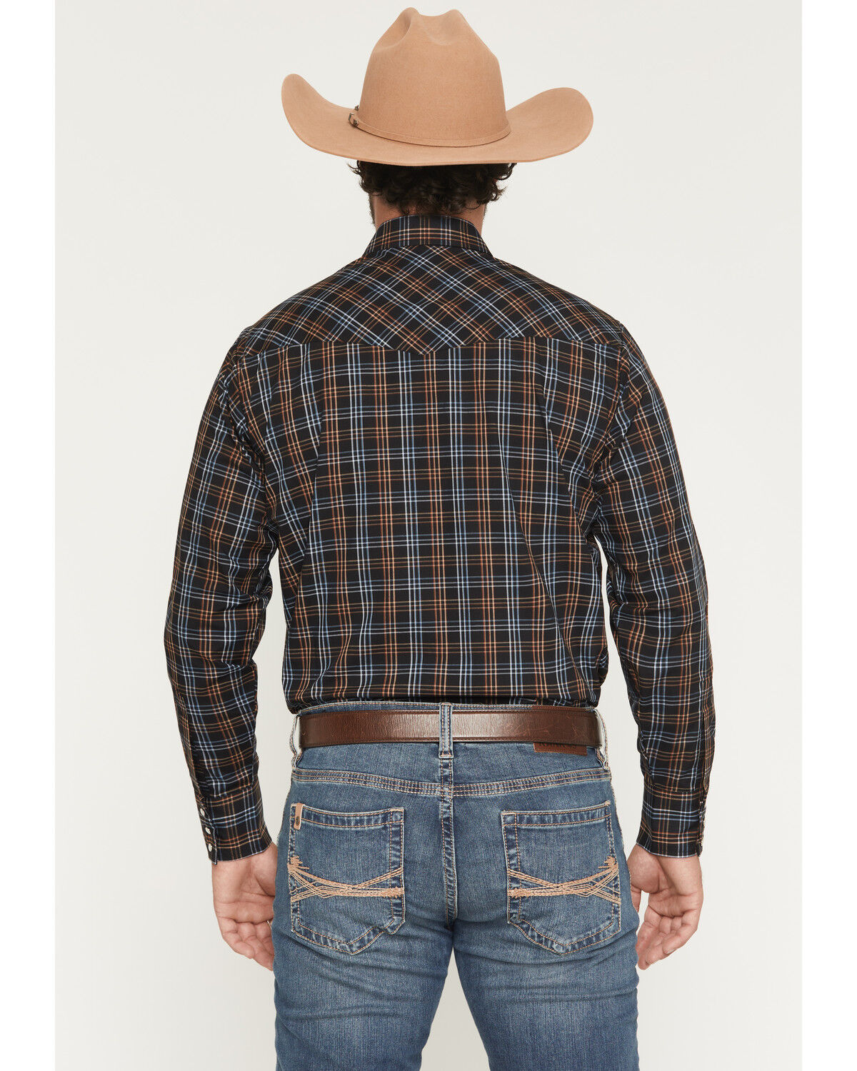 Image #4 - Ely Walker Men's Plaid Print Long Sleeve Sap Western Shirt, Black, hi-res