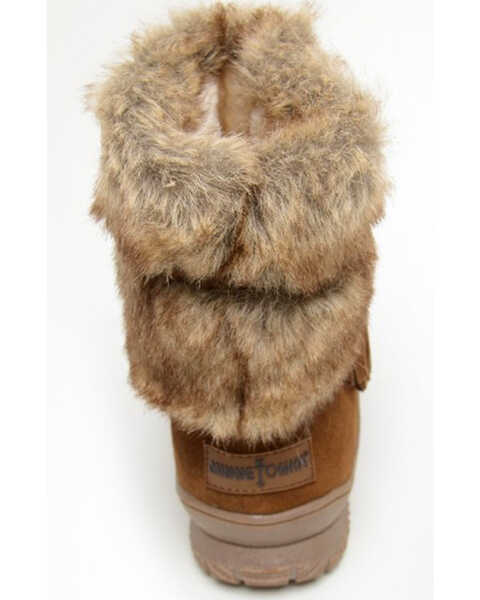 Minnetonka Women's Everett Suede Fur Boots - Round Toe, Brown, hi-res
