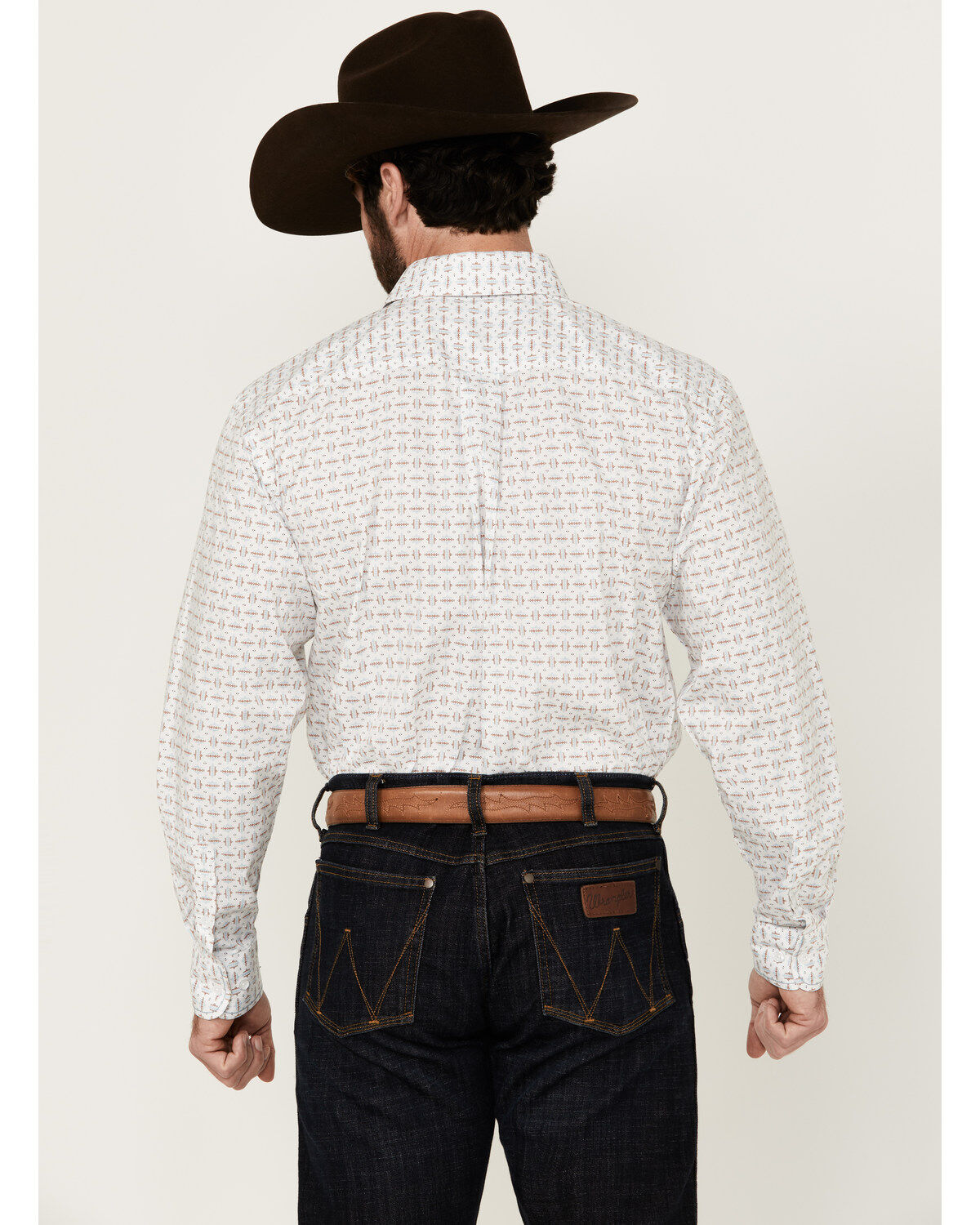 Image #4 - Rough Stock by Panhandle Men's Geo Print Long Sleeve Button-Down Stretch Western Shirt, Off White, hi-res