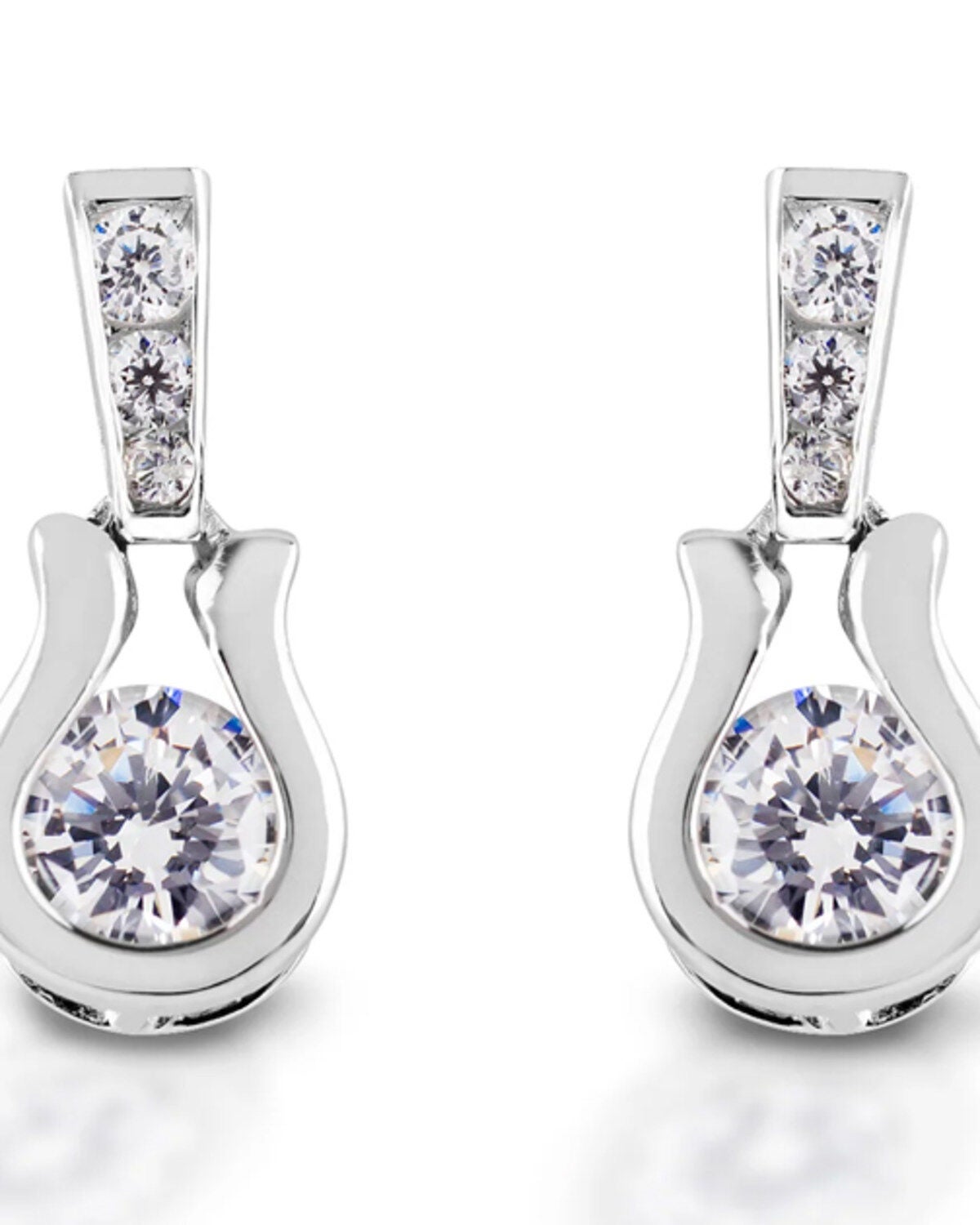 Kelly Herd Women's Silver Horseshoe-Shaped Dangle Earrings, No Color, hi-res