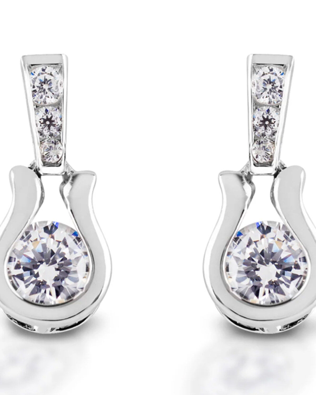 Image #1 - Kelly Herd Women's Silver Horseshoe-Shaped Dangle Earrings, No Color, hi-res
