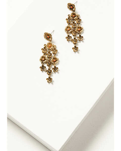 Shyanne Women's Golden Hour Floral Drop Earrings, Gold, hi-res