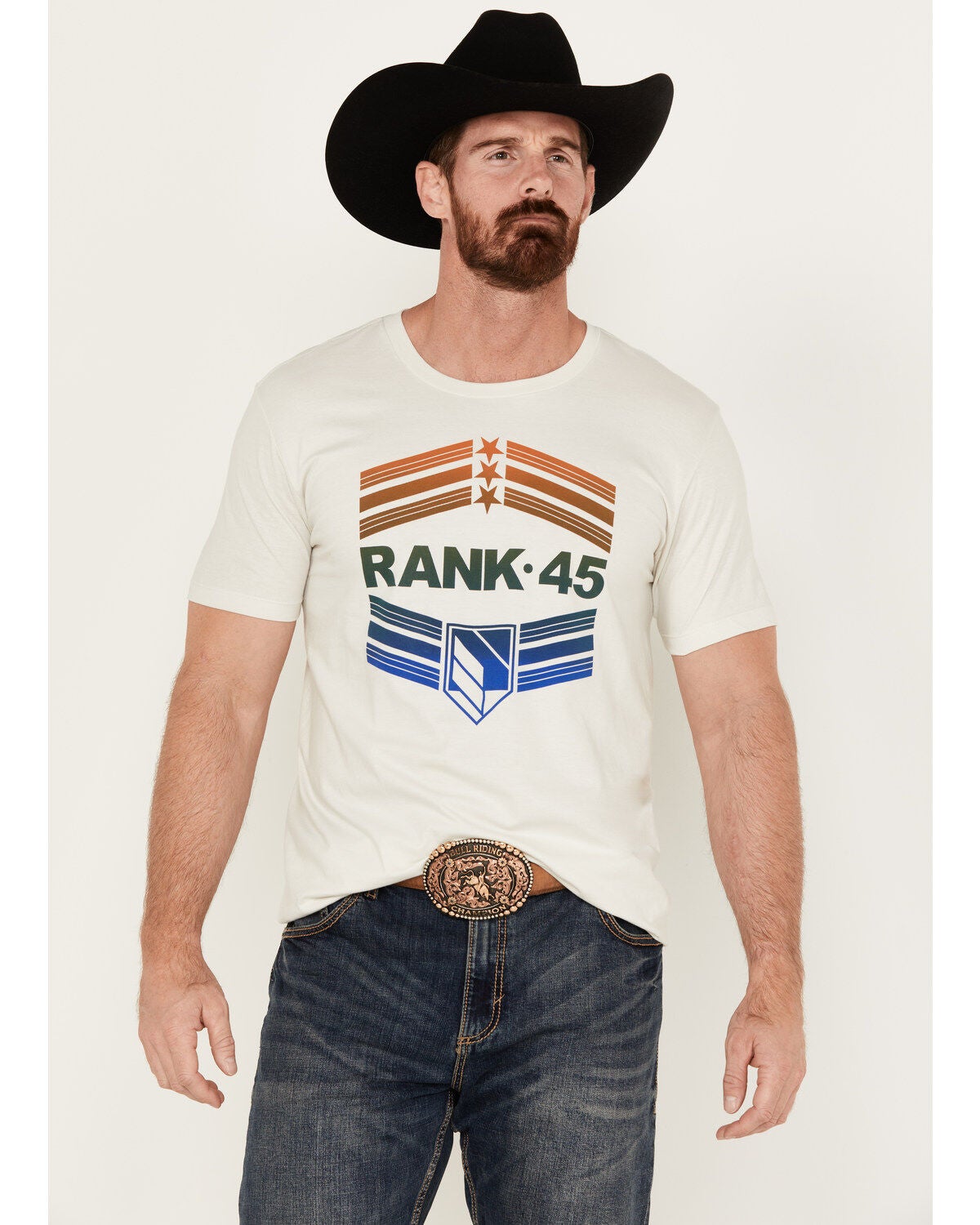 RANK 45&reg; Men's Conesville Western Short Sleeve Graphic T-Shirt, Cream, hi-res