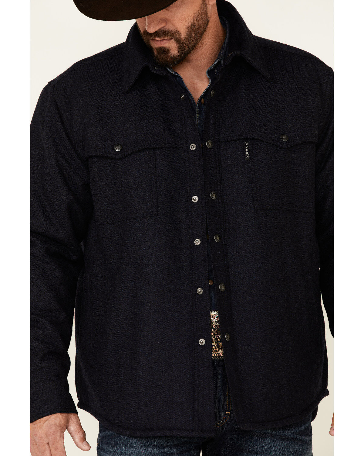 Image #3 - Outback Trading Co Men's Solid Harrison Snap-Front Jacket, Navy, hi-res
