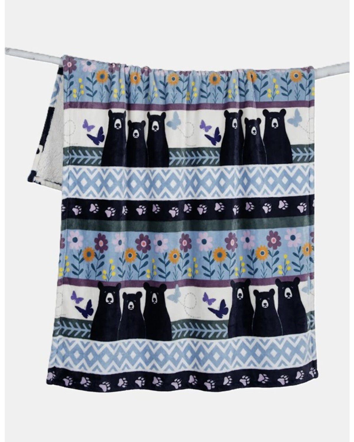 Image #1 - Carstens Home Bear Garden Plush Sherpa Throw Blanket, Multi, hi-res