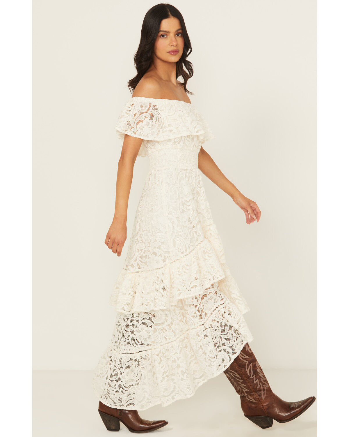 Image #2 - Shyanne Women's Lace Off The Shoulder High-Low Dress, Off White, hi-res