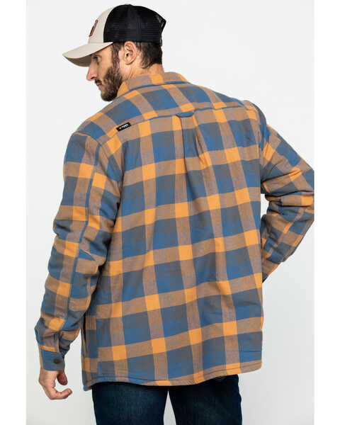 Image #2 - Hawx Men's Khaki Sherpa Lined Plaid Zip Front Work Shirt Jacket , , hi-res