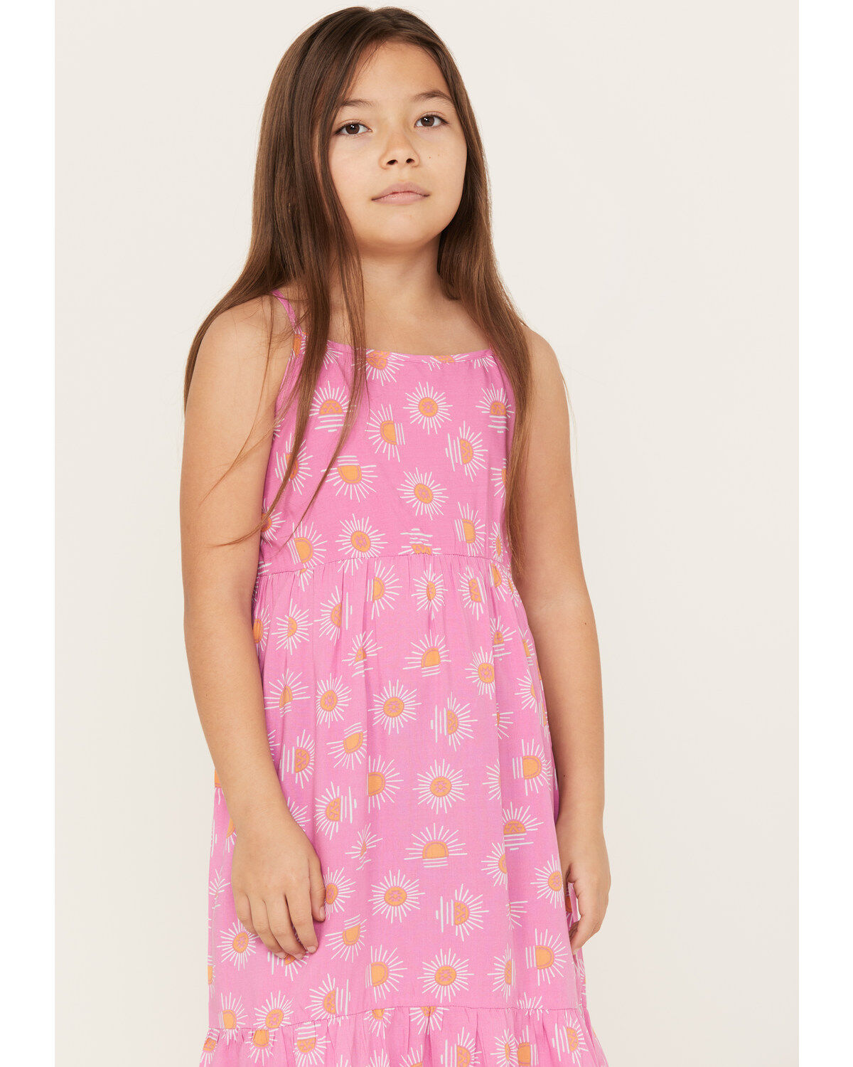 Image #2 - Wrangler Girls' Sunburst Print Sleeveless Midi Dress, Pink, hi-res