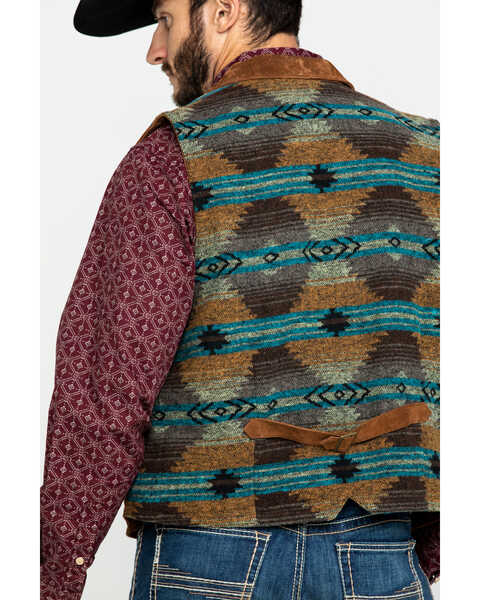 Scully Men's Cinnamon Boar Suede Southwestern Back Snap-Front Knit Vest - Big , Brown, hi-res