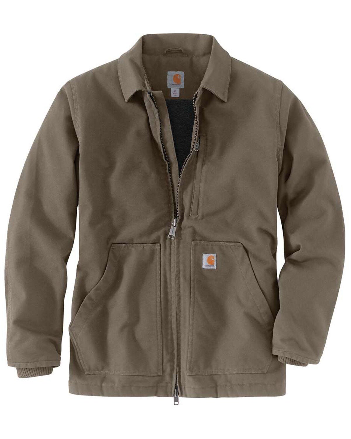 Carhartt Men's M-Washed Duck Sherpa-Lined Work Coat - Tall, Medium Brown, hi-res
