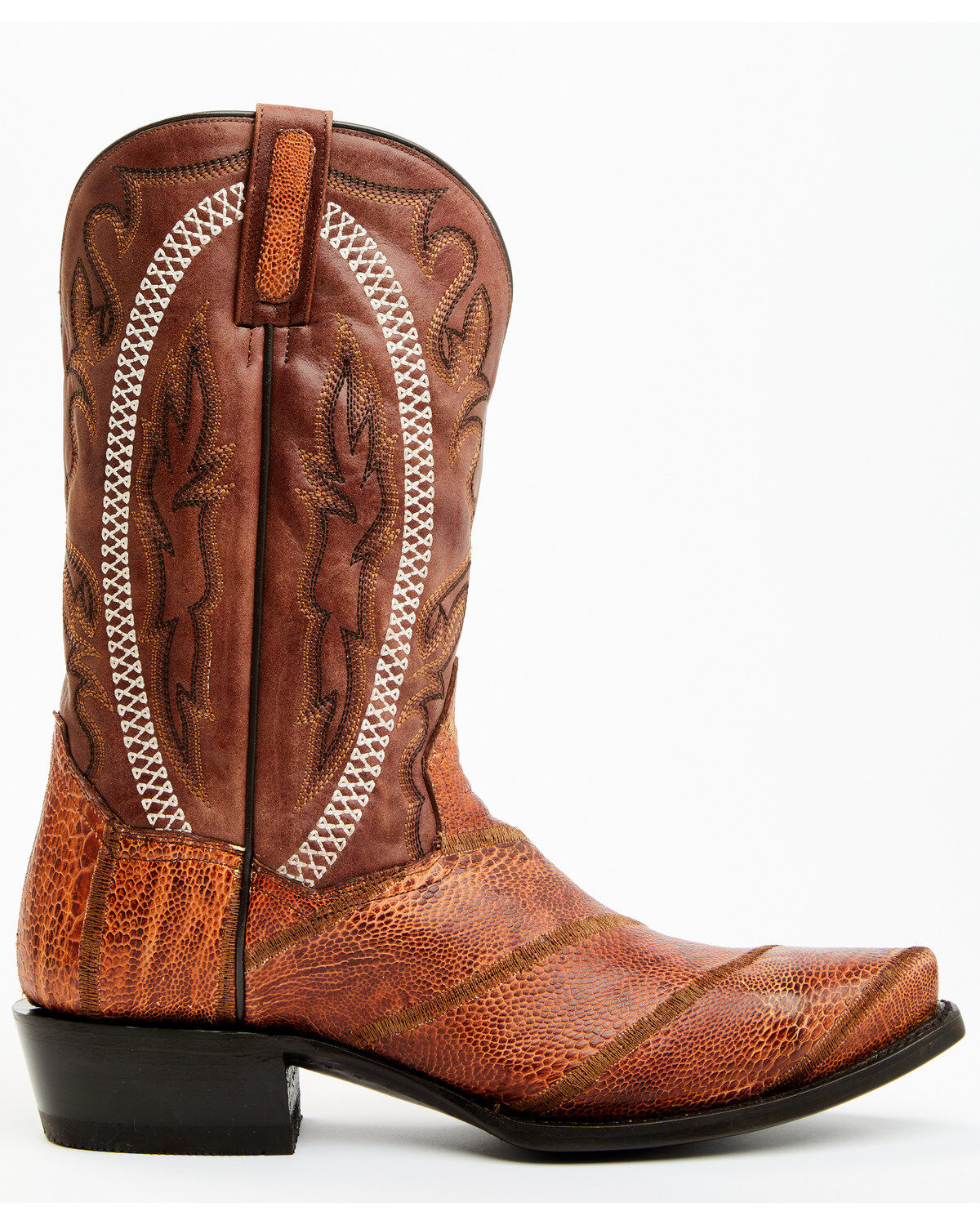 Image #2 - Dan Post Men's Exotic Ostrich Leg Western Boots - Snip Toe, Cognac, hi-res