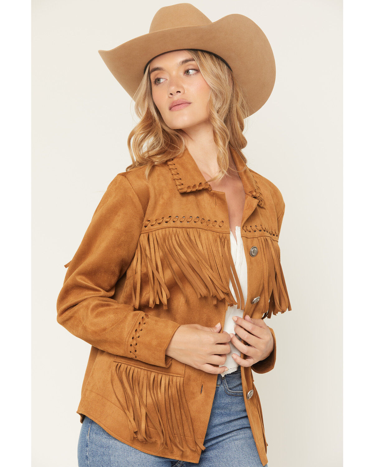 Image #2 - Idyllwind Women's Norton Faux Suede Fringe Shacket, Pecan, hi-res