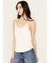 Shyanne Women's Crochet Lace Faux Suede Cami Top, Ivory, hi-res