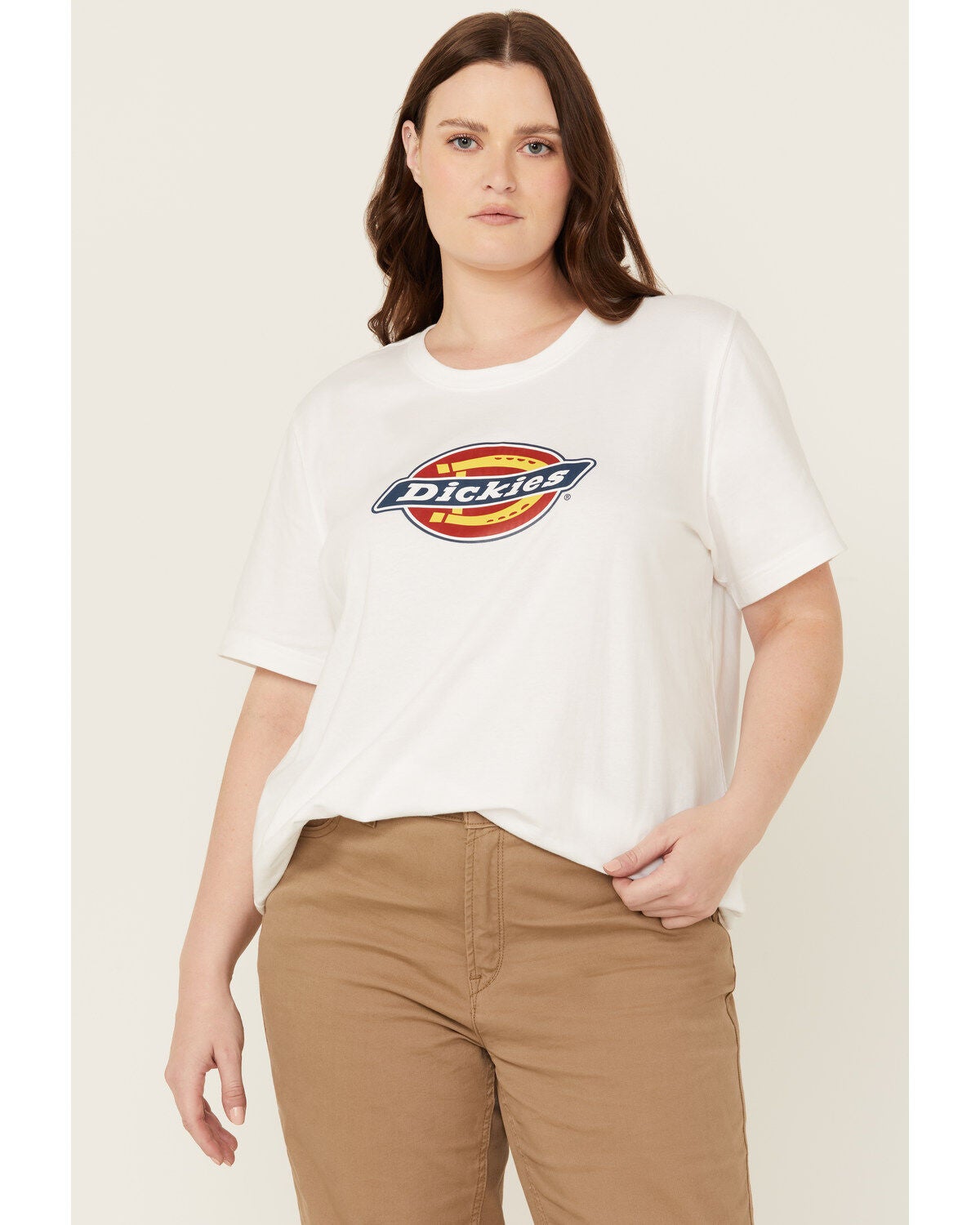 Dickies Women's Logo Short Sleeve Graphic Tee - Plus, White, hi-res