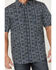 Moonshine Spirit Men's Tikki Pole Southwestern Stripe Short Sleeve Snap Western Shirt , Navy, hi-res