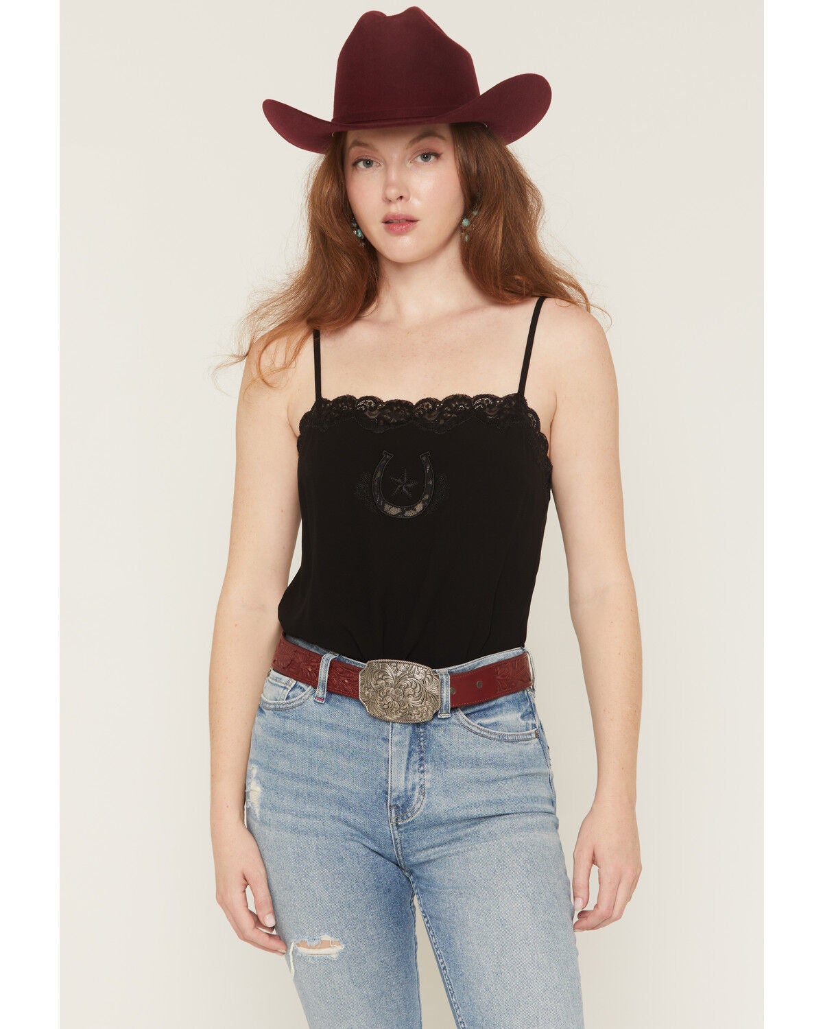 Image #1 - Idyllwind Women's Westerly Drive Tooled Belt, Red, hi-res