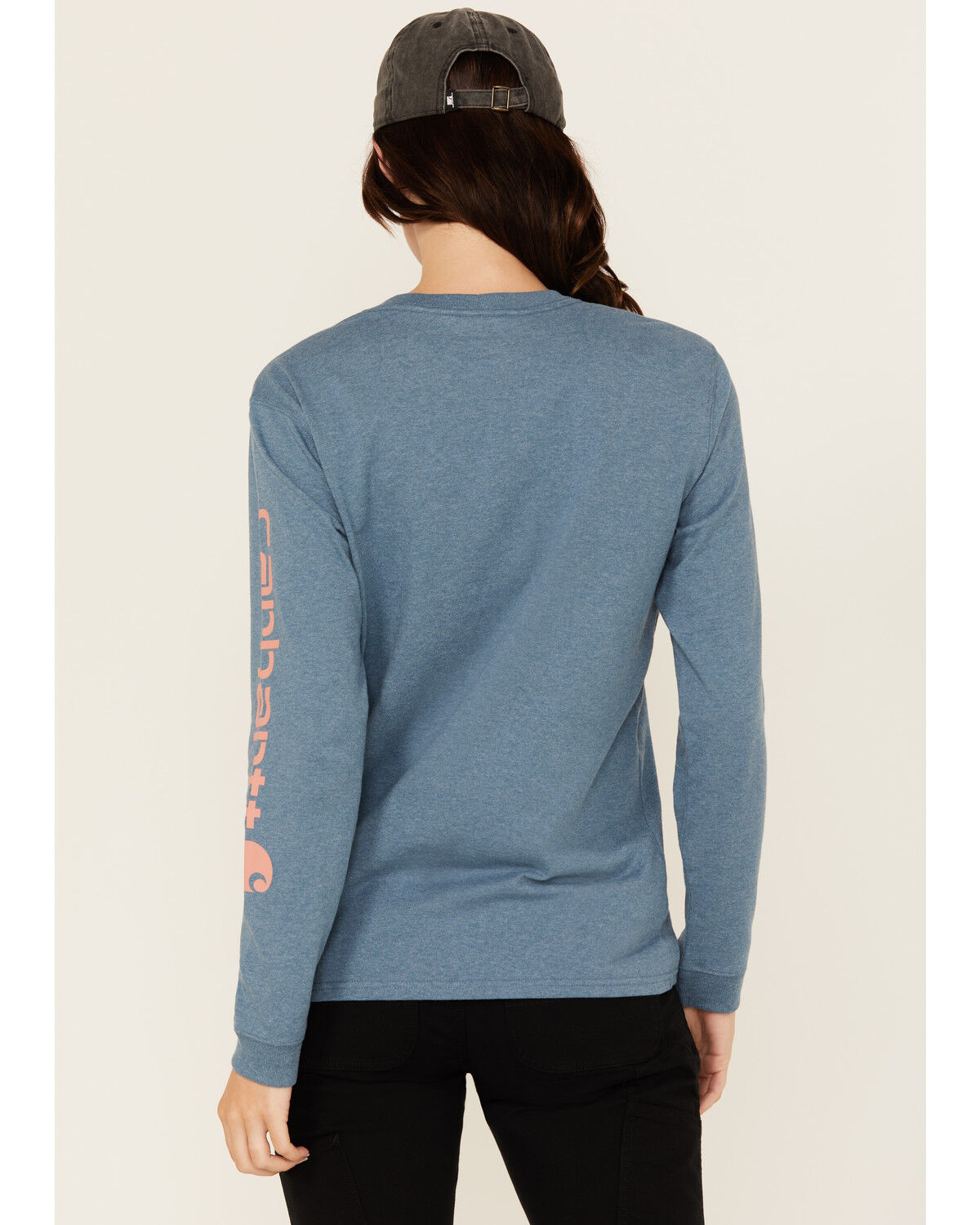 Image #4 - Carhartt Women's Loose Fit Heavyweight Long Sleeve Graphic Work Shirt, Light Blue, hi-res