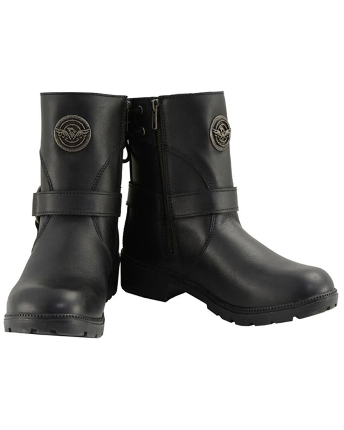 Image #4 - Milwaukee Leather Women's Harness Zip-Up Motorcycle Boots - Round Toe, Black, hi-res