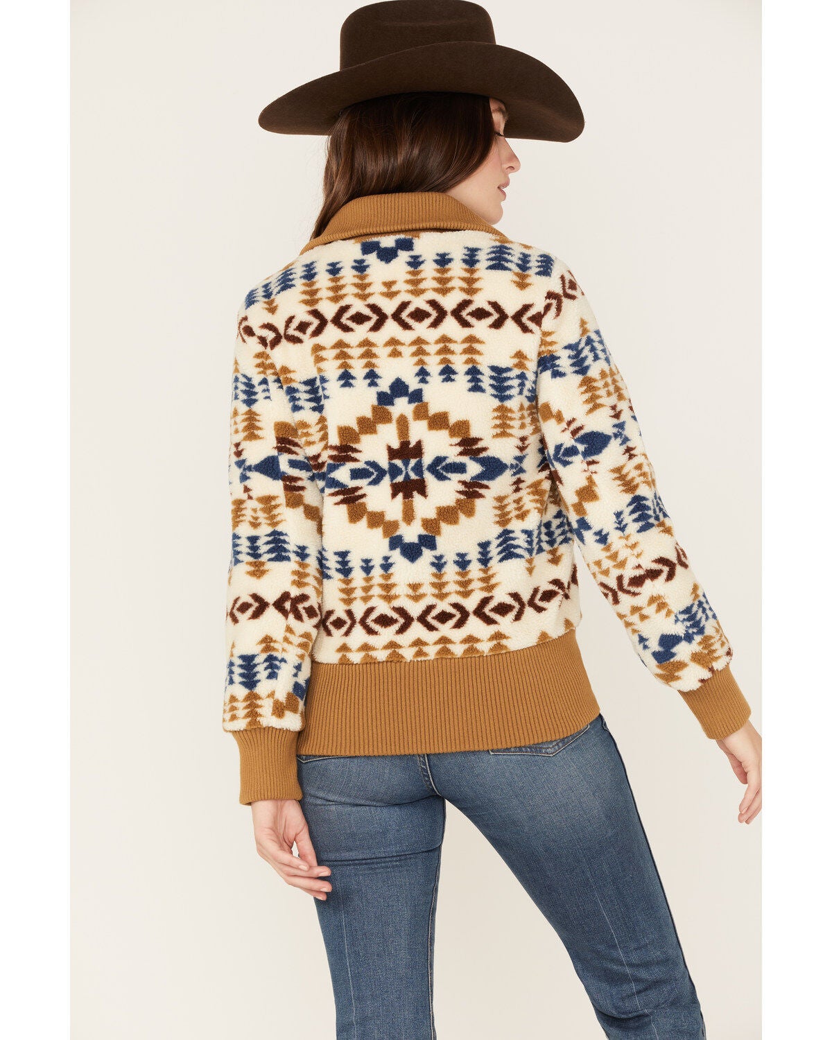 Image #4 - Pendleton Women's Foxglove Berber Mixed Print Fleece Bomber Jacket, , hi-res