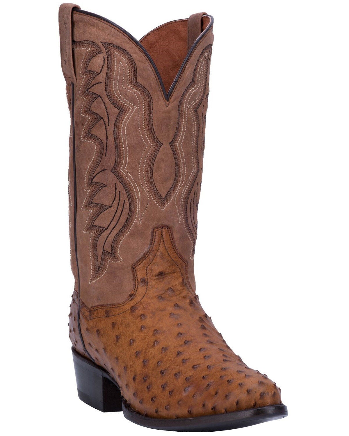 Dan Post Men's Full Quill Ostrich Tempe Western Boots, Saddle Tan, hi-res