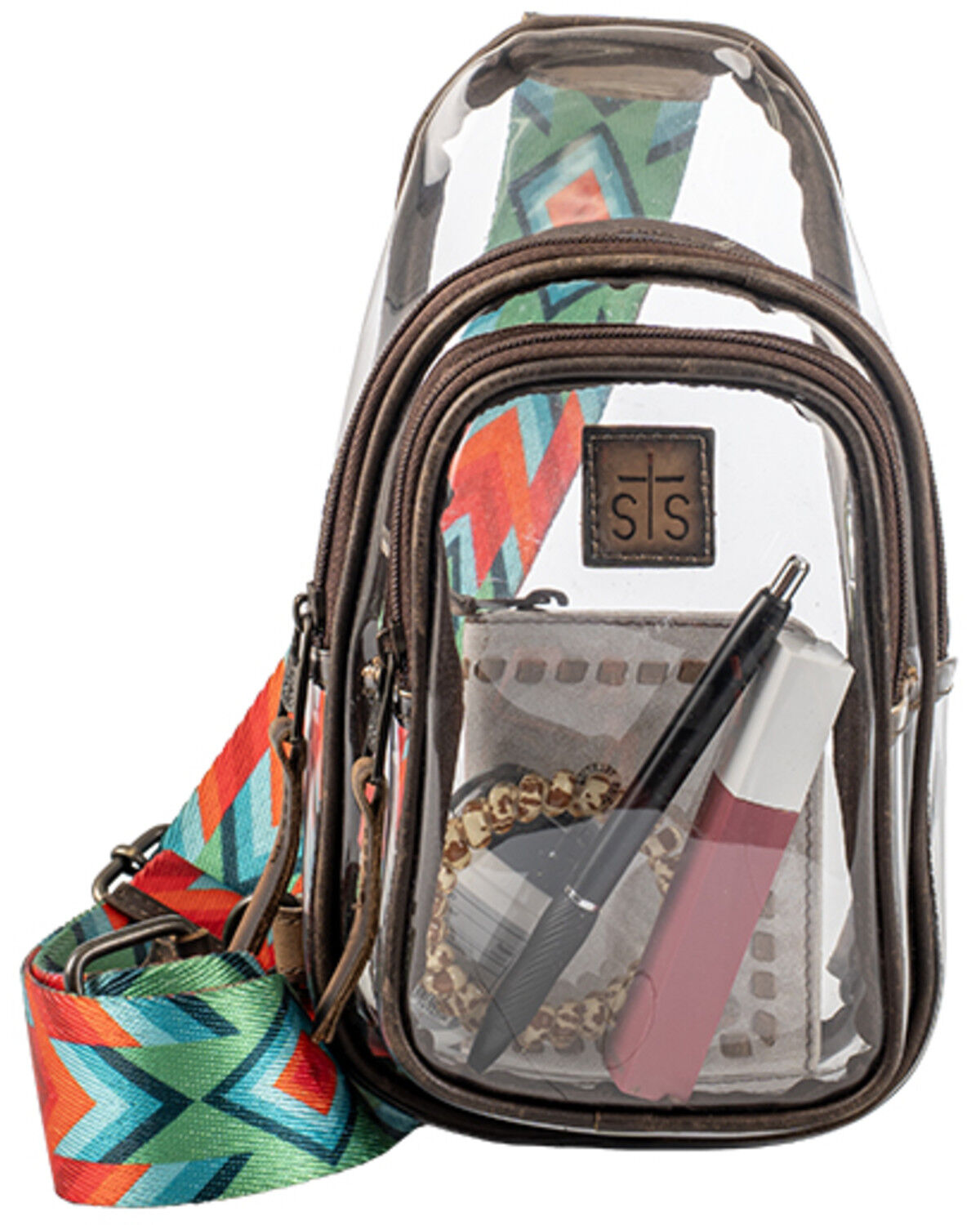 Image #2 - STS Ranchwear Women's Sojourner Clear Stadium Sling Bag, Brown, hi-res